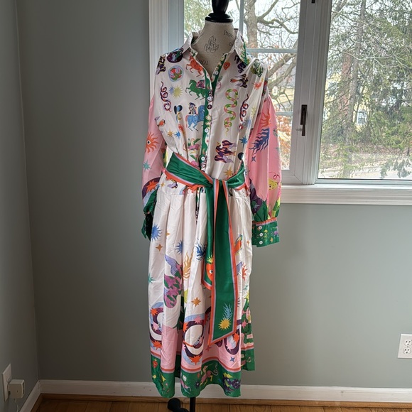 Boutique drop waist balloon sleeved midi dress NWOT size M (8/10) - Picture 4 of 13